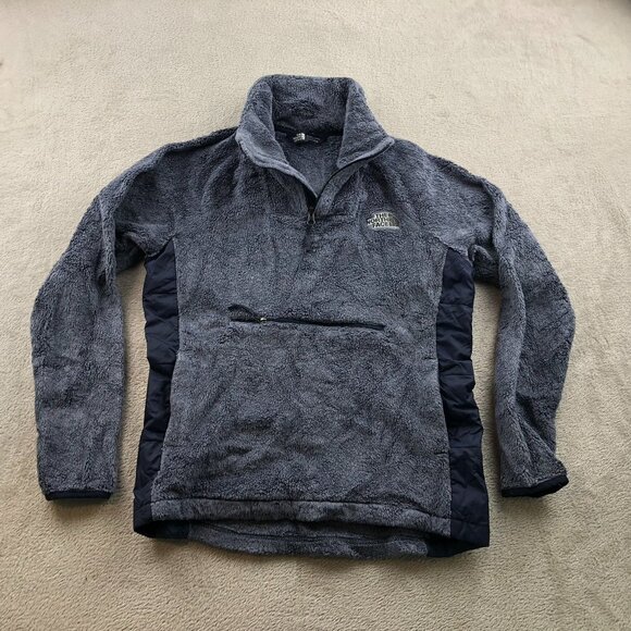 The North Face Womens Half-Zip Pullover Jacket Small Fuzzy Fleece Blue & Gray - Picture 12 of 13